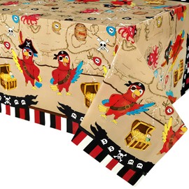 WERNNSAI Pirate Party Tablecloth - 108' × 54'' Pirate Party Table Cover Rectangular Disposable Treasure Map Table Cloth for Kids Boys Pirate Birthday Party Decoration Supplies