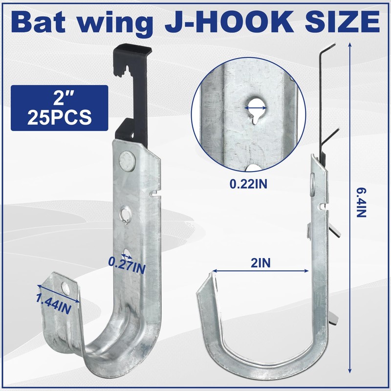 Zonon 25 Pcs J Hooks for Hanging 1-5/16 Inch Metal