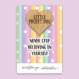 Believe in Yourself Pocket Hug Token | Good Luck Charm for Exams | Motivational Gift | Uplifting Keepsake for New Job | Starting School | University | Positive Encouragement Token | Lucky Charm