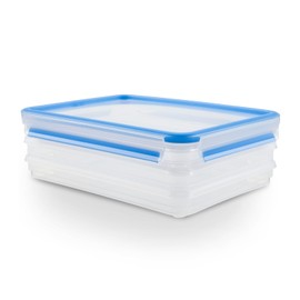 Emsa 508556 slicer box system with lid, 1 liter, transparent / blue, clip & close
