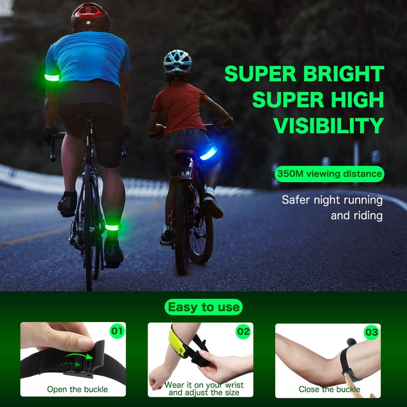 KOSKILL LED Armband Running USB Rechargeable(2 Pack), High Visibility Wristband