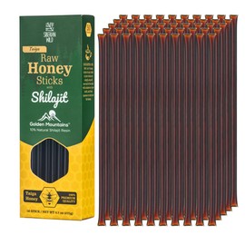 50-pack Siberian Wild Taiga Forest Honey Sticks with Shilajit 10% 100% Raw Taiga Honey Natural Shilajit Resin Energy Support