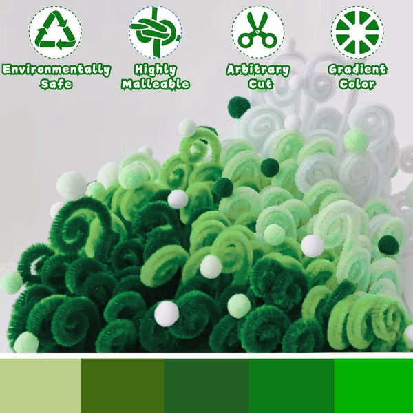 NafuXiaJJia 200 PCS 6 Colors Green Pipe Cleaners Chenille Stems,Pipe