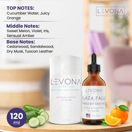 Levona Scent Essential Oils - Scents for Home, Hotel & Office Use - Perfect for Home Diffuser & Humidifiers - Aroma Fragrance Oil, Ideal for Massage, Relaxation, and Spa - Plaza Falls, 120ml