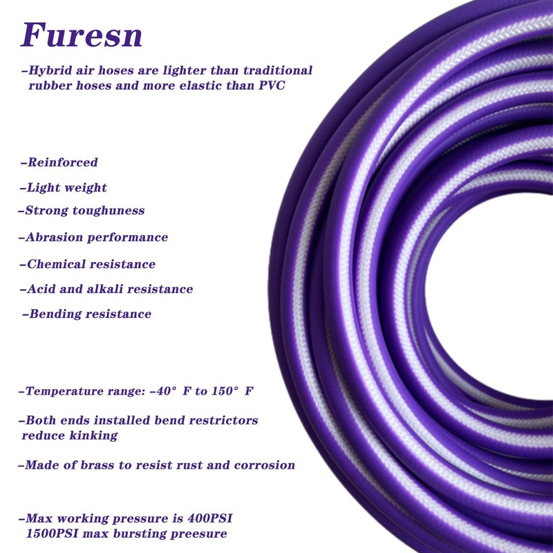 Air Hose 1/4 in x 100 ft, Heavy Duty, Lightweight,