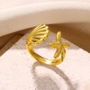 TACBSP Shell Starfish Ring for Women Opening Seashell Ring Adjustable