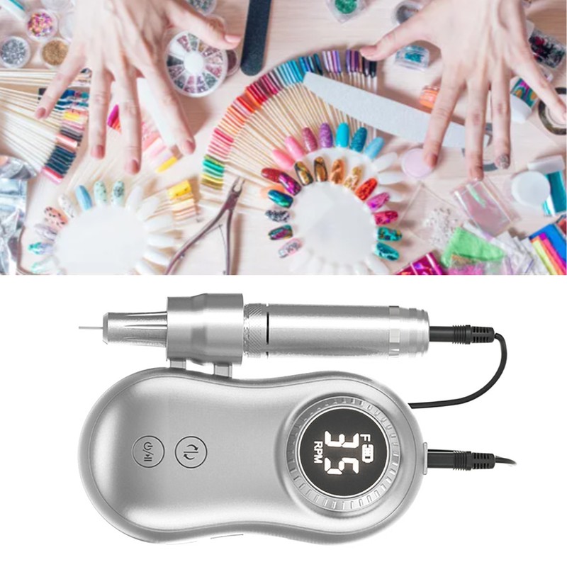 Nail Drill Machine 35000RPM LCD Display USB Rechargeable Electric Nail