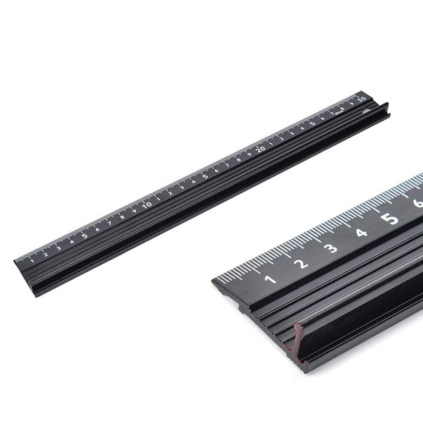 30CM Raised Grip Aluminium Ruler Cutting Ruler Metal Craft Safety