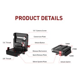 IFOOTAGE HV-01 L Shape Quick Release Plateprofessional Camera Tripod, Horizontal and Vertical Conversion Plate, Camera Quick Release Plate with 50 mm Interface, Maximum Load 5 kg