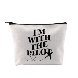 G2TUP Pilot Girlfriend Gift Dibs On The Pilot Makeup Bag Pilot Wife Cosmetic Bag I Love My Pilot Gift (I’m with the pilot MB)