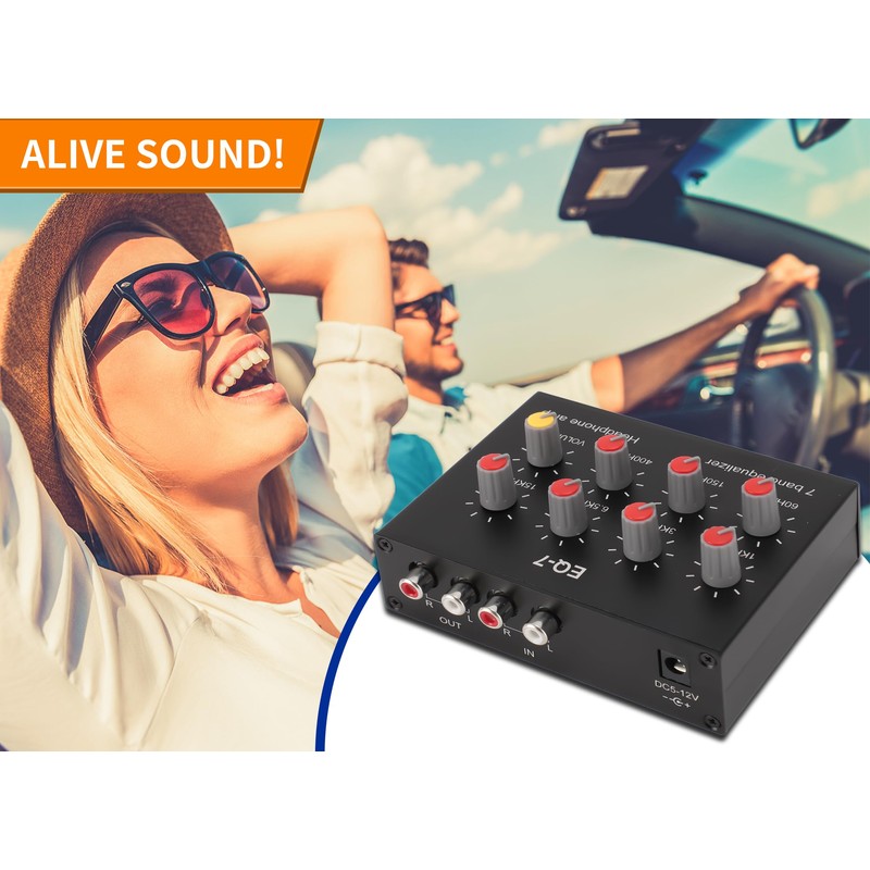 7 Band Sound Equalizer, Dual Channel Digital Equalizer, 12dB High