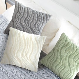 GOZINA Faux Fur Cushion Covers, Grey Fluffy Square Pillow Cases 18 × 18inch, Decorative for Sofa (Grey, 45 × 45cm (Pack of 2))