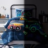 Kaleido Space Truck Tractor Excavator Twin Comforter Set with Sheets