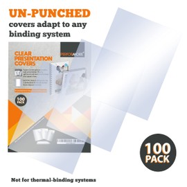PERFORMORE 100 Pack of Binding Presentation Covers for Binding Machines, 8.5" X 11" 0.18mm Thick, Crystal Clear Plastic Report Covers for Documents Files and More