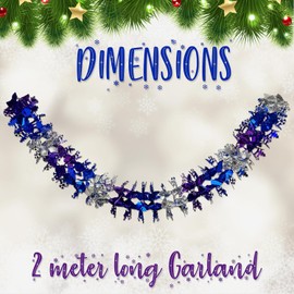 2m Christmas Hanging Ceiling Foil Wall Decoration | Pack of 3 Snowflake Garland (Purple/Silver/Blue) | Perfect for Holiday Parties, Xmas Decor, & Winter Celebrations