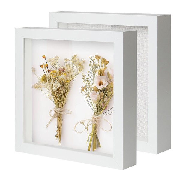 QDSSDECO 12"*12" Shadow Boxes Display Cases with Soft Linen Back