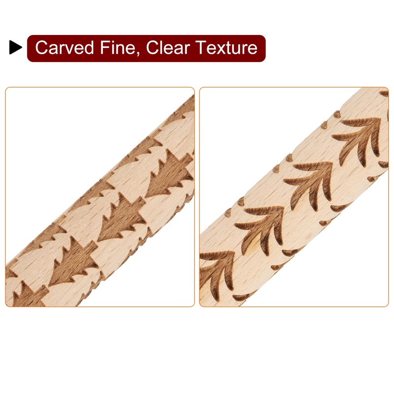 QUARKZMAN Pack of 2 Wooden Clay Roller 4 Inch Grass