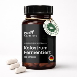 Fermented Colostrum Capsules Pack of 180 - Organic Colostrum from Swiss Pasture Farm - ≥ 25% IgG - Natural & High Dose - No Additives - Bottled in Germany