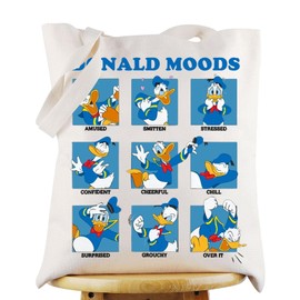 WZMPA Funny Donald Tote Bag Duck Lover Gift Donald Moods Reusable Grocery Bag Donald Merchandise (Donald Moods TG)