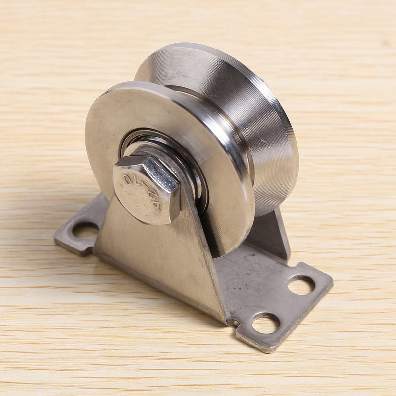 Cucioki 1-Pack V-Type Stainless Steel Pulley Block Mute Bearings Groove