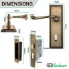 EAI Antique Brass Georgian Scroll Door Handle Key Lock Set