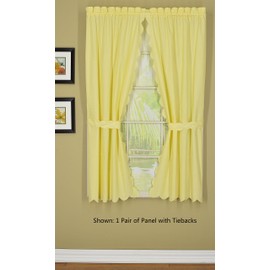 Today's Curtain, Orleans Scallop Curtain, Buttercup 45" Panel Pair and Tieback,4-Piece-Set, 60" W x 45" L, Buttercup