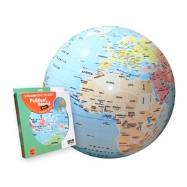 CALY - Inflatable globe "Political world" 42 cm - Kids will learn to identify the continents, the capitals, the main cities, the rivers and many islands - English - 009B