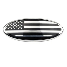 Modigo Front Grill Tailgate Emblem, 9 inch Black American Flag Badge Emblem Fit for F150 04-14, Edge 11-14, Explorer 11-16, Ranger 06-11, Expedition 07-14