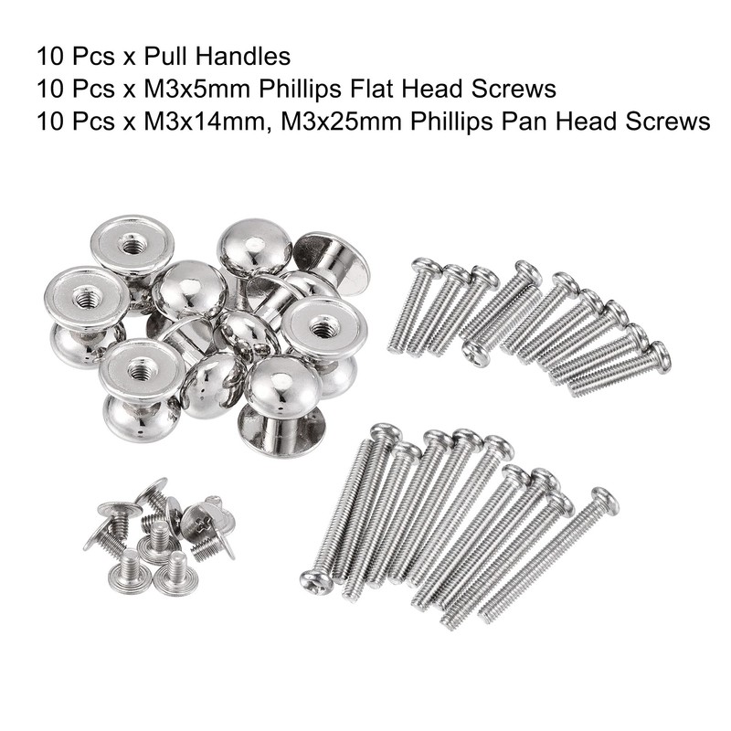 sourcing map 10mm Head Dia. Round Knobs Pull Handle, Zinc
