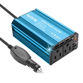 400W Power Inverter, FSATBTNE DC 12V to 110V AC Car Plug Adapter Outlet Converter with [65W PD USB-C] & [18W QC USB-A] Fast Charging Ports and 2 AC Outlets Car Power Inverters for Vehicles