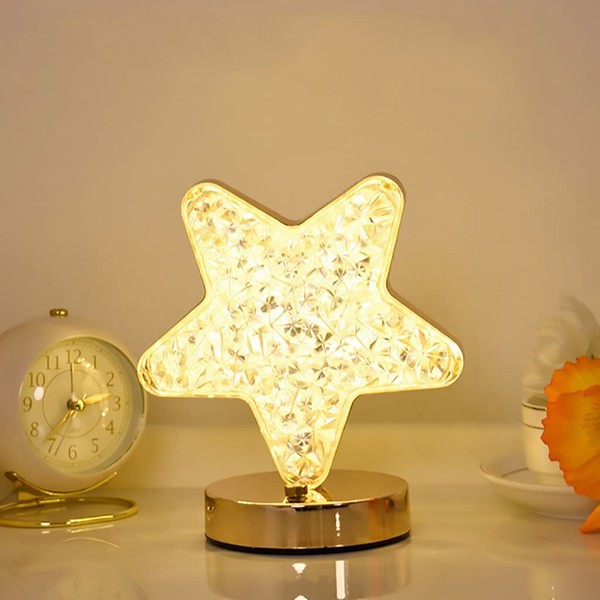 Crystal Star Led Touch Control Table Lamp, USB Rechargeable Acrylic