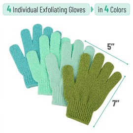 Slick- Exfoliating Gloves, 4 Pcs, Skin Exfoliator for Body, Shower Gloves, Scrub Gloves Exfoliating, Exfoliating Body Scrub Gloves, Loofah Glove, Exfoliation Mitt, Bath Gloves