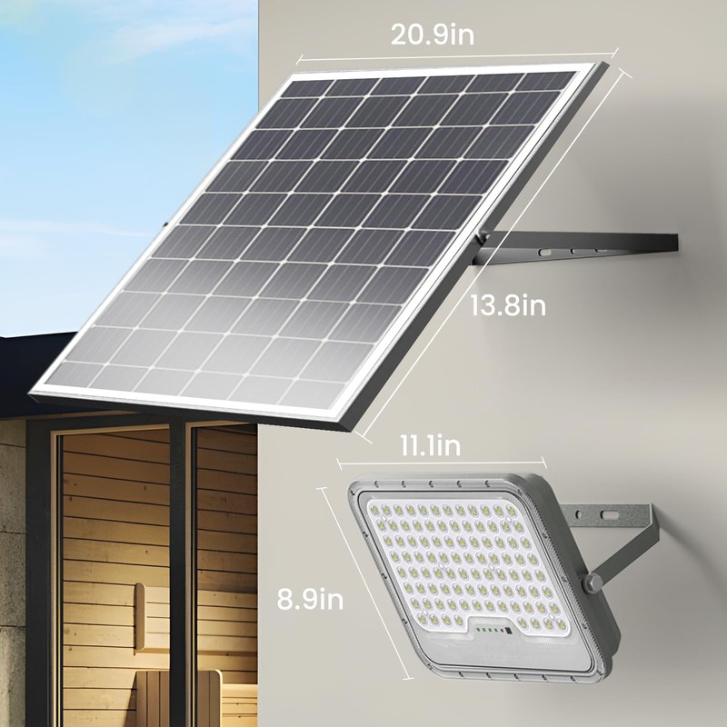 Solar Flood Lights Outdoor, All-Aluminum 300W LED Work Light with