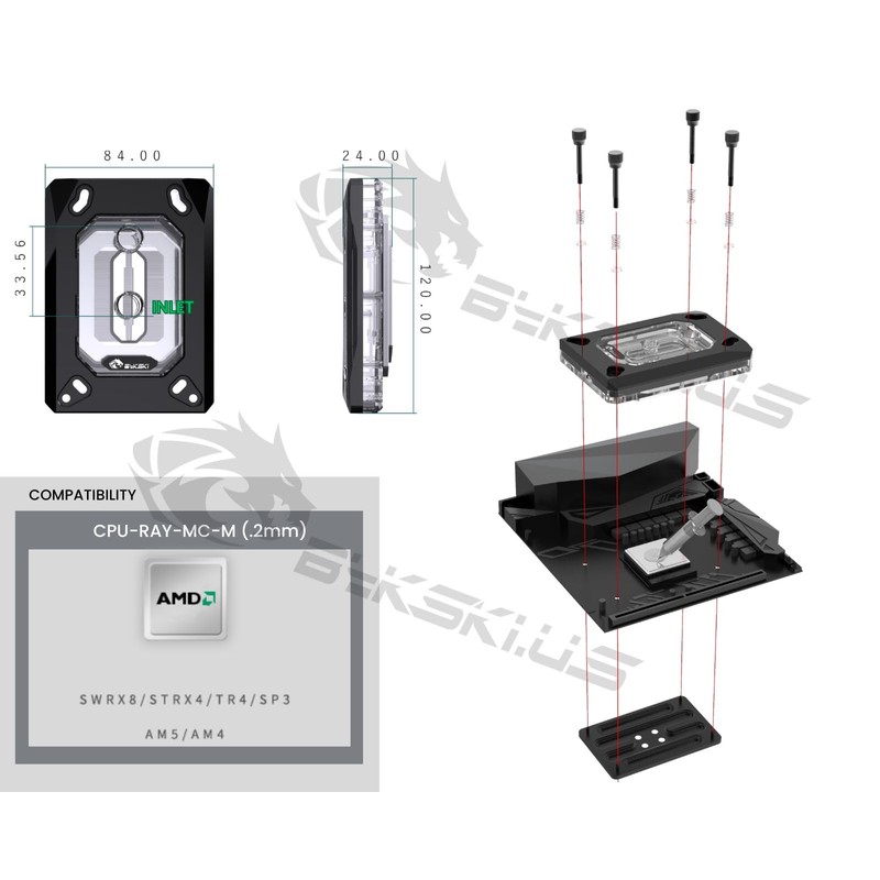 Bykski CPU-RAY-MC-M High-Efficiency CPU Water Cooling Block - Featuring High