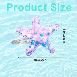 AOZUO Pack of 6 star hair clips, children's hair clips, glittering hair clips with glittering starfish hair pins motif glittering for the beach, women, girls, headwear, earrings, chain styling