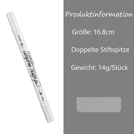 Nurila Pack of 3 White Textile Pens Machine Washable Fabric Pens Washable Double Head Textile Markers Fabric Pens Machine Washable for T-Shirts, Hats, Canvas Shoes, Shopping Bag