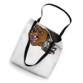 Bear Sports Team Mascot Holding Ice Hockey Puck Tote Bag