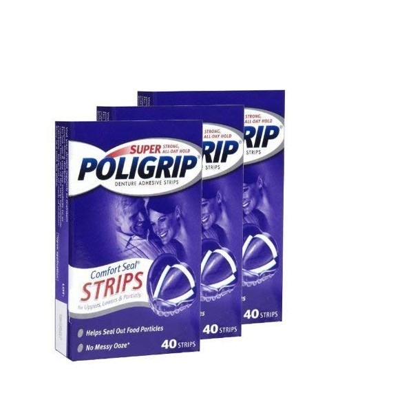 Super Poli-Grip Comfort Seal Strips -- 40 Strips (Pack of 3) by Super Poli-Grip