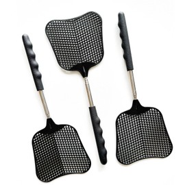 Telescopic Fly swatter, Suitable for Indoor/Courtyard/Garden/Classroom/Office Annoying Creatures Such as Flies, Spiders, etc.,3Pcs (Black+Black+Black)