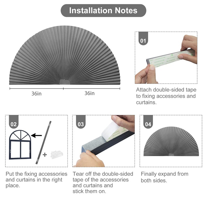 Arch Window Pleated Blinds Easy Cut and Install Pleated Shades