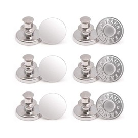 ZSXIN 12 Sets Button Pins for Jeans, No Sew Jean Buttons Replacement,Removable Adjustable Instant Extender or Reduce Any Pants Waist (Silver)