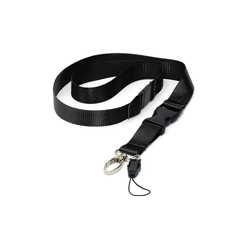 Black Detachable 2cm Flat Lanyards With Buckle, Safety Breakaway Pull,