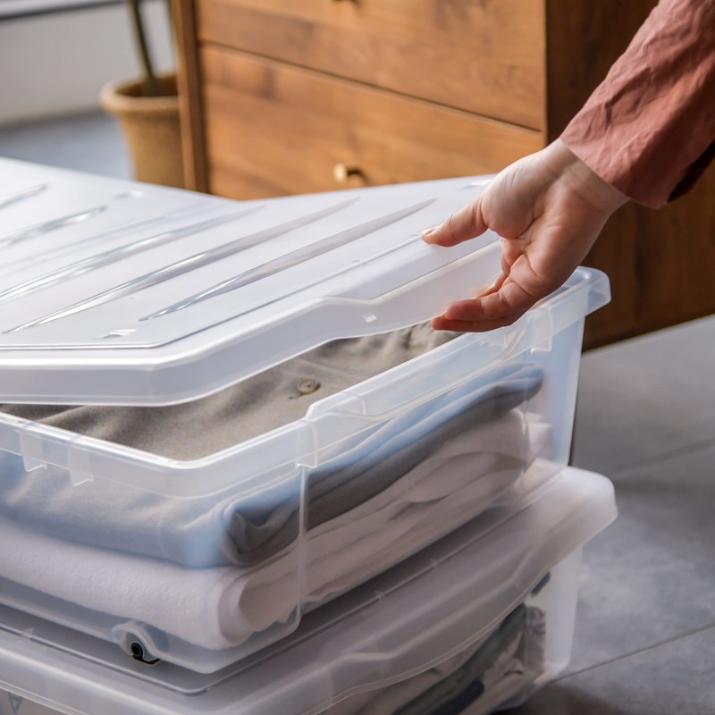 Citylife 57 QT Plastic Under Bed Storage Bins with Double-opening