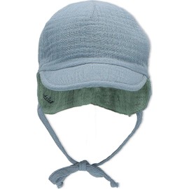 Sterntaler Boys' Peaked Cap Neck Reversible Sun Hat, grey