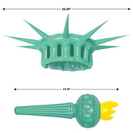 Beistle 60880 Novelty Inflatable Adult Statue of Liberty Costume Crown and Torch, Patriotic Party Decorations, Plastic, Green/Yellow/Black,22.25" & 17.5"