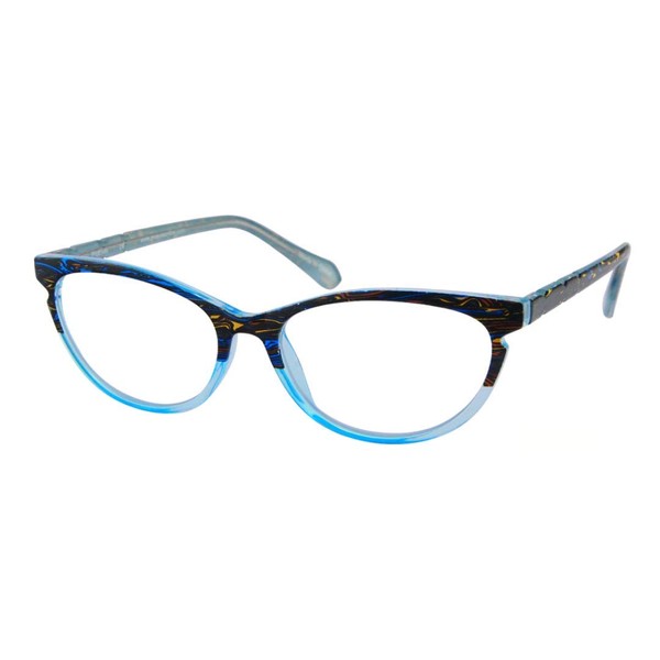 ProEyes Gemini, Progressive Multifocal Reading Glasses, Zero Magnification on Top Lens, Anti Blue Light Resin Lens (Blue, 2.50 x)