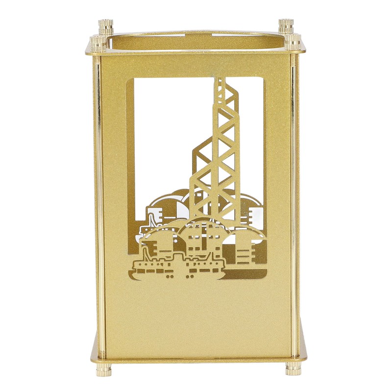 3set Pen Holder Golden Appearance Electroplating Quadrate Educational DIY Assembly