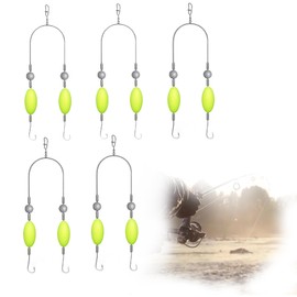 CHAOTEMAI Pack of 5 Double-Hook Reverse Bottom Rig, Double Hook with Inverted Base, Double Hooks for Fishing, Tangle-Proof Split Hook Design for Freshwater and Saltwater (Hook No. 10)