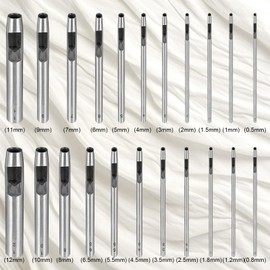 Leather Hole Punch Tool, 22Pcs Leather Hole Punch 0.5-12mm Circle Hole Punch Metal Hollow Punch Set for Watch Band, Belts, Canvas Belt, Paper, Plastic, Leather Working