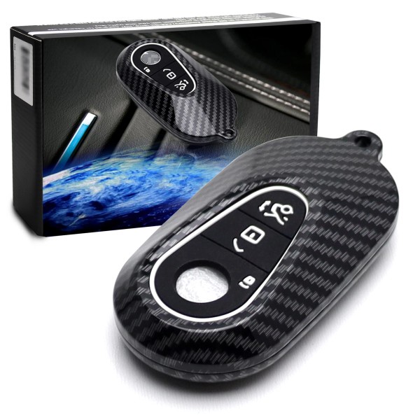 iJDMTOY Black "Carbon" Key Fob Shell For Mercedes 22+ C